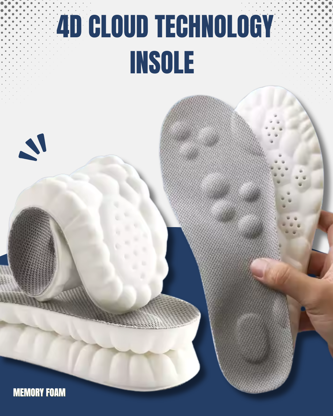 4D Cloud Technology Soft Breathable Insole