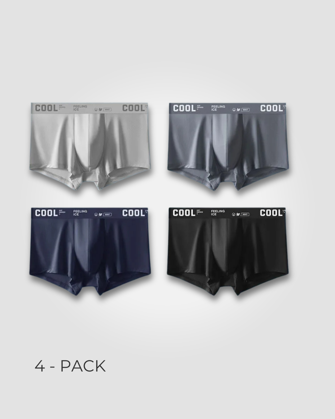 4-PACK Men's Silk Underwear Mid-waist Boxer